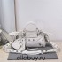 Balenciaga Cagole XS Small 26 White Motorcycle Lambskin Silver Hardware 26x11x8cm