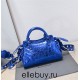 Balenciaga Cagole XS Small 26 Blue Motorcycle Lambskin Silver Hardware 26x11x8cm