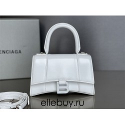 Balenciaga Hourglass XS Small 19 Smooth Calfskin White Silver Hardware 19x8x21cm