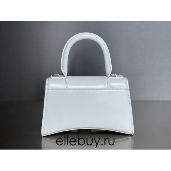 Balenciaga Hourglass XS Small 19 Smooth Calfskin White Silver Hardware 19x8x21cm