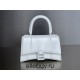 Balenciaga Hourglass XS Small 19 Smooth Calfskin White Silver Hardware 19x8x21cm