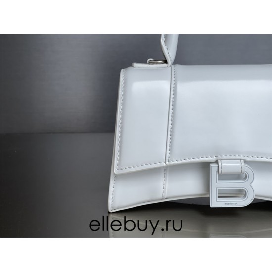 Balenciaga Hourglass XS Small 19 Smooth Calfskin White Silver Hardware 19x8x21cm