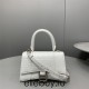 Balenciaga Hourglass XS Small 19 Croc-Embossed White Silver Hardware 19x8x21cm