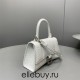 Balenciaga Hourglass XS Small 19 Croc-Embossed White Silver Hardware 19x8x21cm