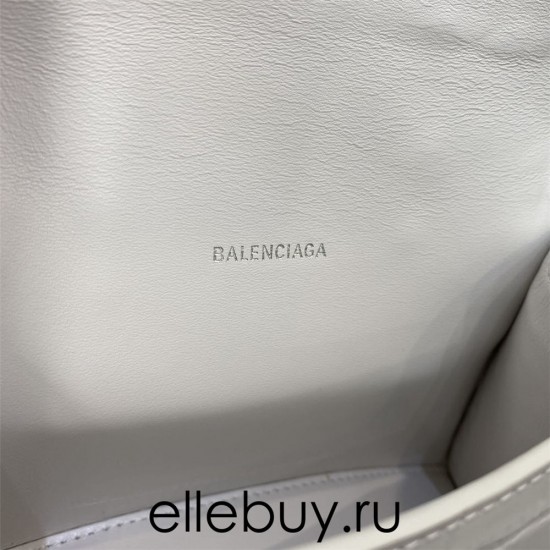 Balenciaga Hourglass XS Small 19 Croc-Embossed White Silver Hardware 19x8x21cm