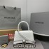 Balenciaga Hourglass Small 23 Croc-Embossed White Silver Hardware 23x19x24cm