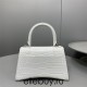 Balenciaga Hourglass Small 23 Croc-Embossed White Silver Hardware 23x19x24cm