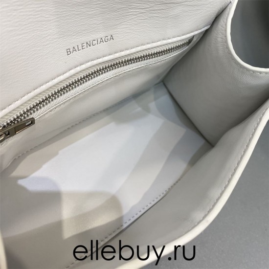 Balenciaga Hourglass Small 23 Croc-Embossed White Silver Hardware 23x19x24cm