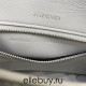 Balenciaga Hourglass Small 23 Croc-Embossed White Silver Hardware 23x19x24cm