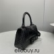 Balenciaga Hourglass XS Small 19 Croc-Embossed Black Black Hardware 19x8x21cm