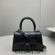 Balenciaga Hourglass XS Small 19 Croc-Embossed Black Black Hardware 19x8x21cm