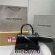 Balenciaga Hourglass Small 23 Croc-Embossed Black Black Hardware 23x19x24cm