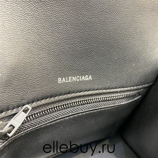 Balenciaga Hourglass Small 23 Croc-Embossed Black Black Hardware 23x19x24cm