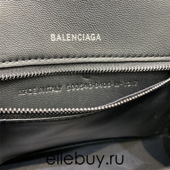 Balenciaga Hourglass Small 23 Croc-Embossed Black Black Hardware 23x19x24cm