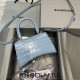 Balenciaga Hourglass XS Small 19 Croc-Embossed Light Blue Silver Hardware 19x8x21cm