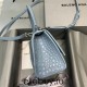 Balenciaga Hourglass XS Small 19 Croc-Embossed Light Blue Silver Hardware 19x8x21cm