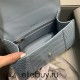 Balenciaga Hourglass Small 23 Croc-Embossed Light Blue Silver Hardware 23x19x24cm