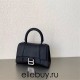 Balenciaga Hourglass Small 23 Grained Calfskin Black Silver Hardware 23x19x24cm