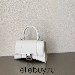 Balenciaga Hourglass XS Small 19 Grained Calfskin White Silver Hardware 19x8x21cm