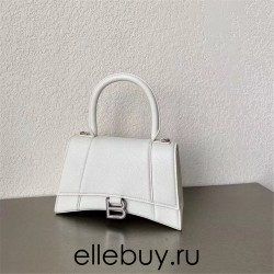 Balenciaga Hourglass Small 23 Grained Calfskin White Silver Hardware 23x19x24cm