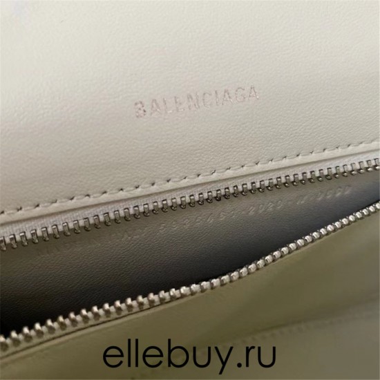 Balenciaga Hourglass Small 23 Grained Calfskin White Silver Hardware 23x19x24cm