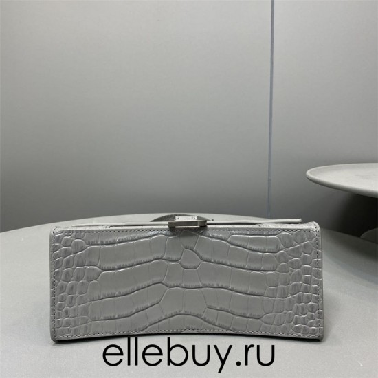 Balenciaga Hourglass Small 23 Croc-Embossed Gray Silver Hardware 23x19x24cm