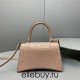 Balenciaga Hourglass Small 23 Croc-Embossed Brown Silver Hardware 23x19x24cm