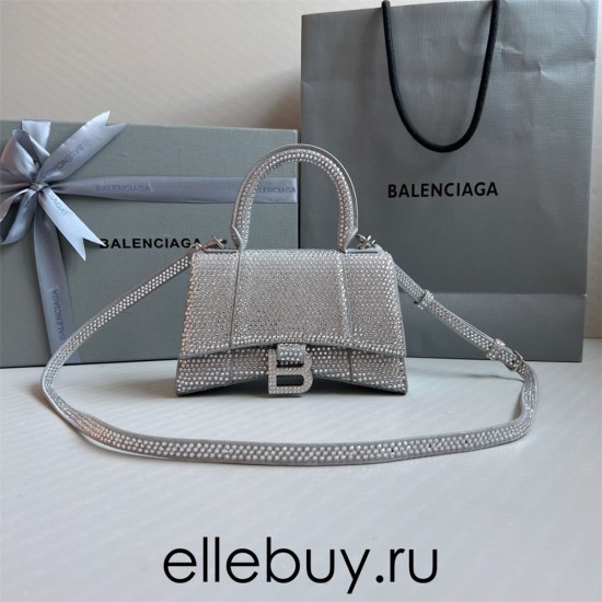 Balenciaga Hourglass XS Small 19 Diamond Silver Diamond Hardware 19x8x21cm