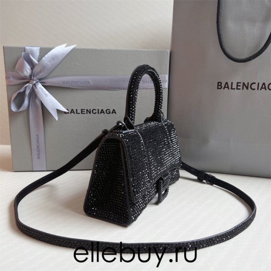 Balenciaga Hourglass XS Small 19 Diamond Black Diamond Hardware 19x8x21cm