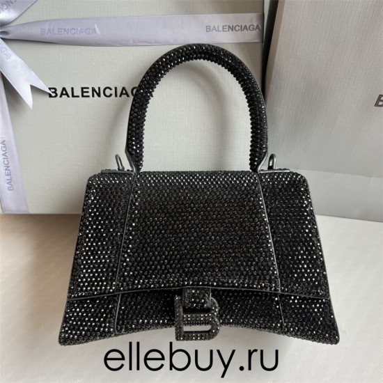 Balenciaga Hourglass Small 23 Diamond Black Diamond Hardware 23x19x24cm