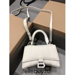 Balenciaga Hourglass XS Small 19 Grained Calfskin White Silver Hardware 19x8x21cm