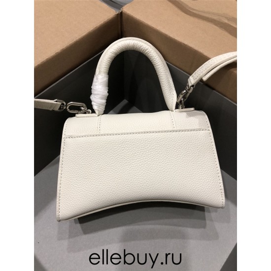 Balenciaga Hourglass XS Small 19 Grained Calfskin White Silver Hardware 19x8x21cm