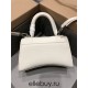 Balenciaga Hourglass XS Small 19 Grained Calfskin White Silver Hardware 19x8x21cm