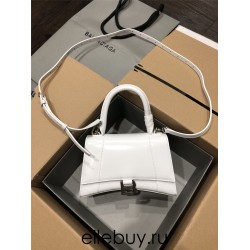 Balenciaga Hourglass Small 23 Grained Calfskin White Silver Hardware 23x19x24cm