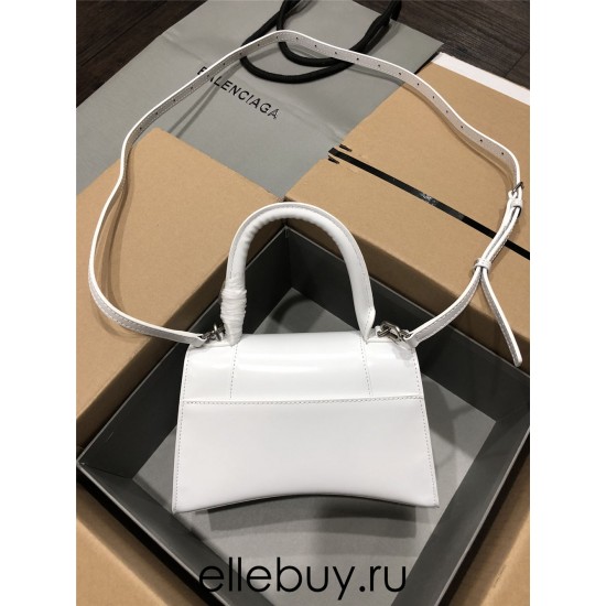 Balenciaga Hourglass Small 23 Grained Calfskin White Silver Hardware 23x19x24cm