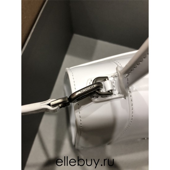 Balenciaga Hourglass Small 23 Grained Calfskin White Silver Hardware 23x19x24cm