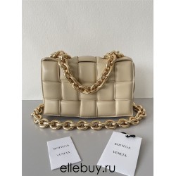 BOTTEGA VENETA Cassette Chain Padded Cassette Light Yellow Gold Buckle Medium 26 Size: 26x18x6cm Full Leather