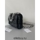 BOTTEGA VENETA Cassette Chain Padded Cassette Black Silver Buckle Medium 26 Size: 26x18x6cm Full Leather