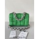 BOTTEGA VENETA Cassette Chain Padded Cassette Green Silver Buckle Medium 26 Size: 26x18x6cm Full Leather