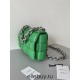 BOTTEGA VENETA Cassette Chain Padded Cassette Green Silver Buckle Medium 26 Size: 26x18x6cm Full Leather