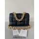 BOTTEGA VENETA Cassette Chain Padded Cassette Black Gold Buckle Medium 26 Size: 26x18x6cm Full Leather