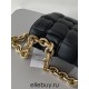 BOTTEGA VENETA Cassette Chain Padded Cassette Black Gold Buckle Medium 26 Size: 26x18x6cm Full Leather