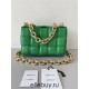 BOTTEGA VENETA Cassette Chain Padded Cassette Green Gold Buckle Medium 26 Size: 26x18x6cm Full Leather