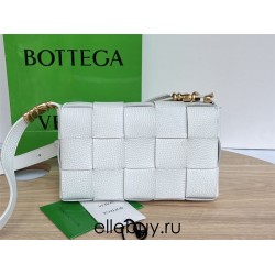 BOTTEGA VENETA Cassette 23 Medium White with Metal 23x15x5cm Full Leather