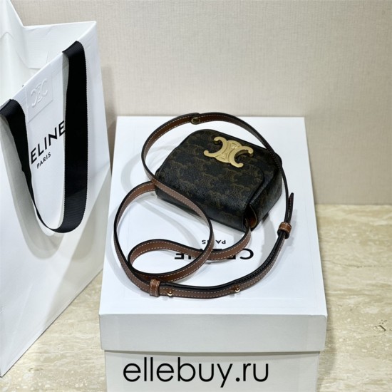 Celine Mini Triomphe Canvas Gold Hardware Model: 101512 Size: 11x8x4cm