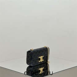 Celine Triomphe Canvas Chain Underarm Bag Gold Hardware Model: 197992 Size: 20.5x10.5x4cm