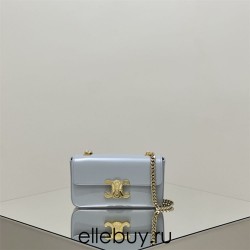 Celine Triomphe Blue Full Leather Chain Underarm Bag Gold Hardware Model: 197993 Size: 20.5x10.5x4cm