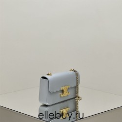 Celine Triomphe Blue Full Leather Chain Underarm Bag Gold Hardware Model: 197993 Size: 20.5x10.5x4cm