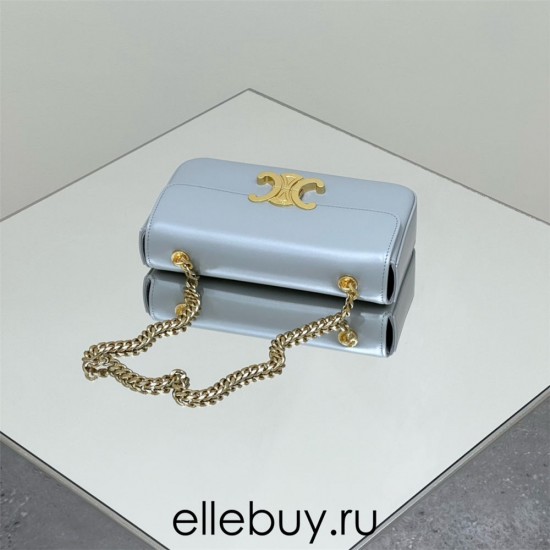 Celine Triomphe Blue Full Leather Chain Underarm Bag Gold Hardware Model: 197993 Size: 20.5x10.5x4cm