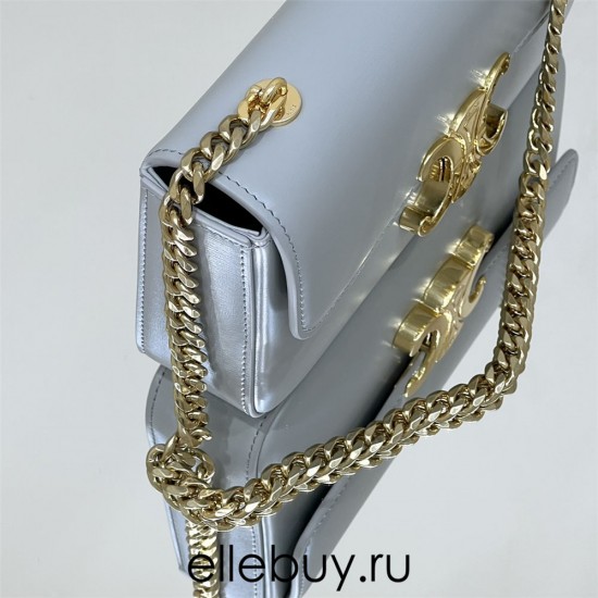 Celine Triomphe Blue Full Leather Chain Underarm Bag Gold Hardware Model: 197993 Size: 20.5x10.5x4cm